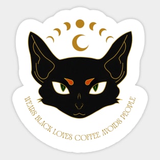 Wears Black Loves Coffee Avoids People Sticker